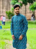 Men's Snap Button Cotton Print Panjabi, Sizes 40 to 44