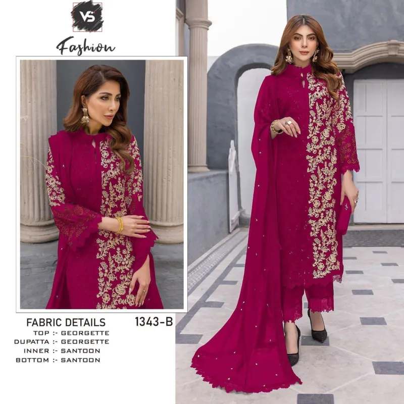 Women's Readymade Georgette Embroidered Three Piece, Body 48 Inch