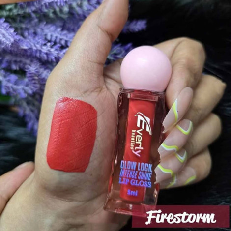 Everly Beauties Glow Lock Intense Shine Lip Gloss - Firestorm (China)