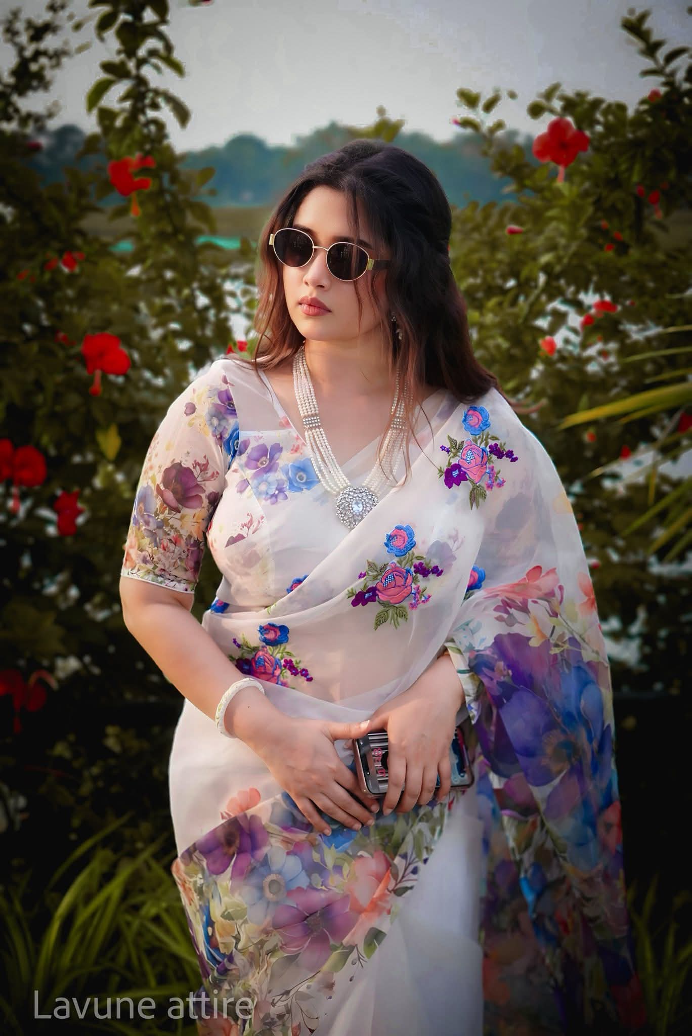 Chanderi Silk Floral Print Saree with Blouse Piece, 5 Colours