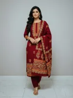 Unstitched Block Print Three Piece in Cotton Voile, 6 Colours