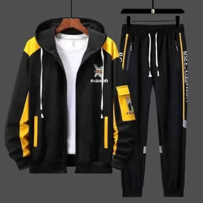 Men's Hoodie and Trouser Set, Sweat Fabric, 250 GSM, 2 Colours
