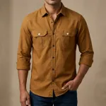 Double Pocket  shirt for men( Golden)