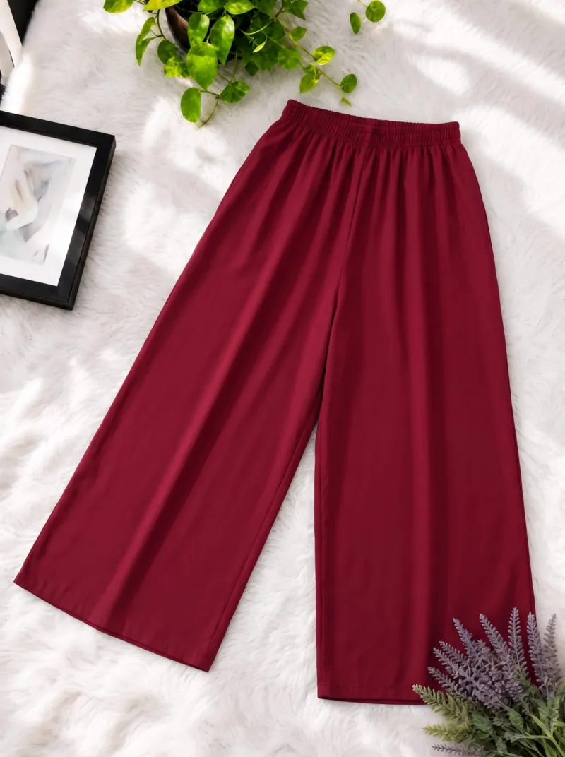 Women's Solid Colour Linen Palazzo, Free Size Waist 28 to 42
