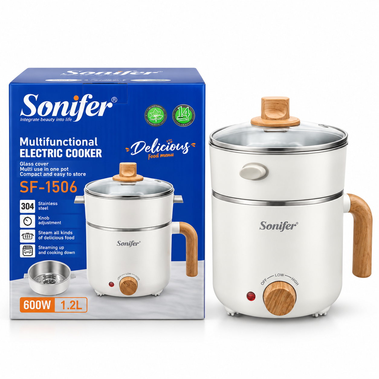 Sonifer Multifunctional Electric Cooker 1.2 L (600W)