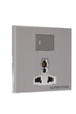 Super Star Silver Line 3 Pin Multi Socket With Switch