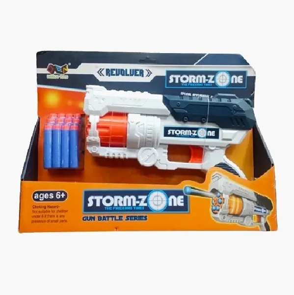 Storm-Zone Toy Gun With 12 Soft Bullets-White Color