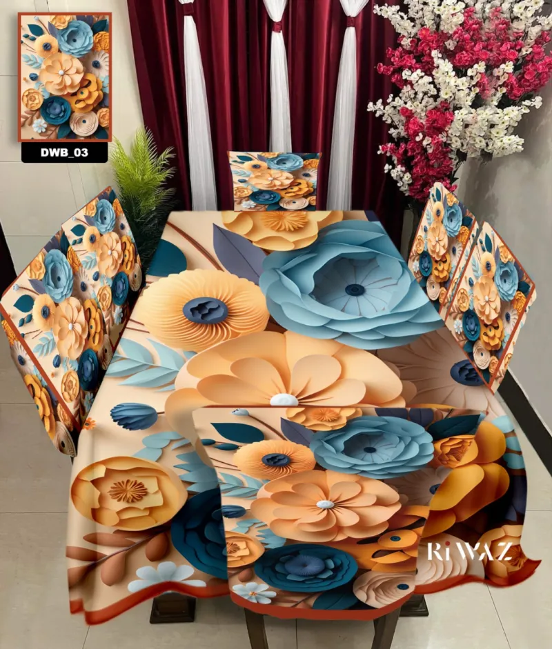 Dining Chair and Table Cover Set, 3D Print, Chair Covers 18 x 21 Inch