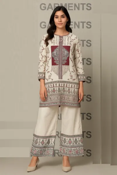 Single Colour Dubai Silk Digital Print Two Piece, Body 36 to 46
