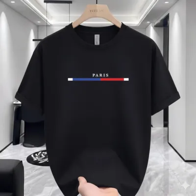 Men's Cotton-Spandex Drop Shoulder T-Shirt, DTF Print, 220 GSM