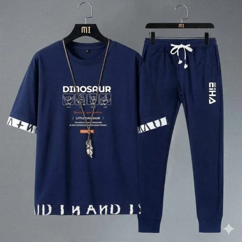Men's Mesh Fabric Tee and Full Pant Two-Piece Set, 4 Colours