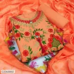 Aari Embroidered Cotton Three Piece, 40 Inch Kameez, 6 Colours