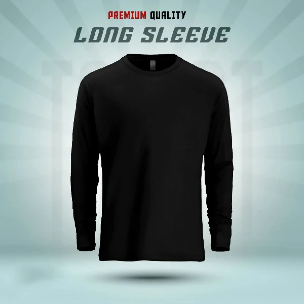 Men's Full Sleeve Solid T-Shirt- Black