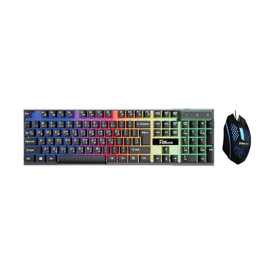 PC Power PGC801TA01 RGB Gaming Keyboard & Mouse Combo with Bangla
