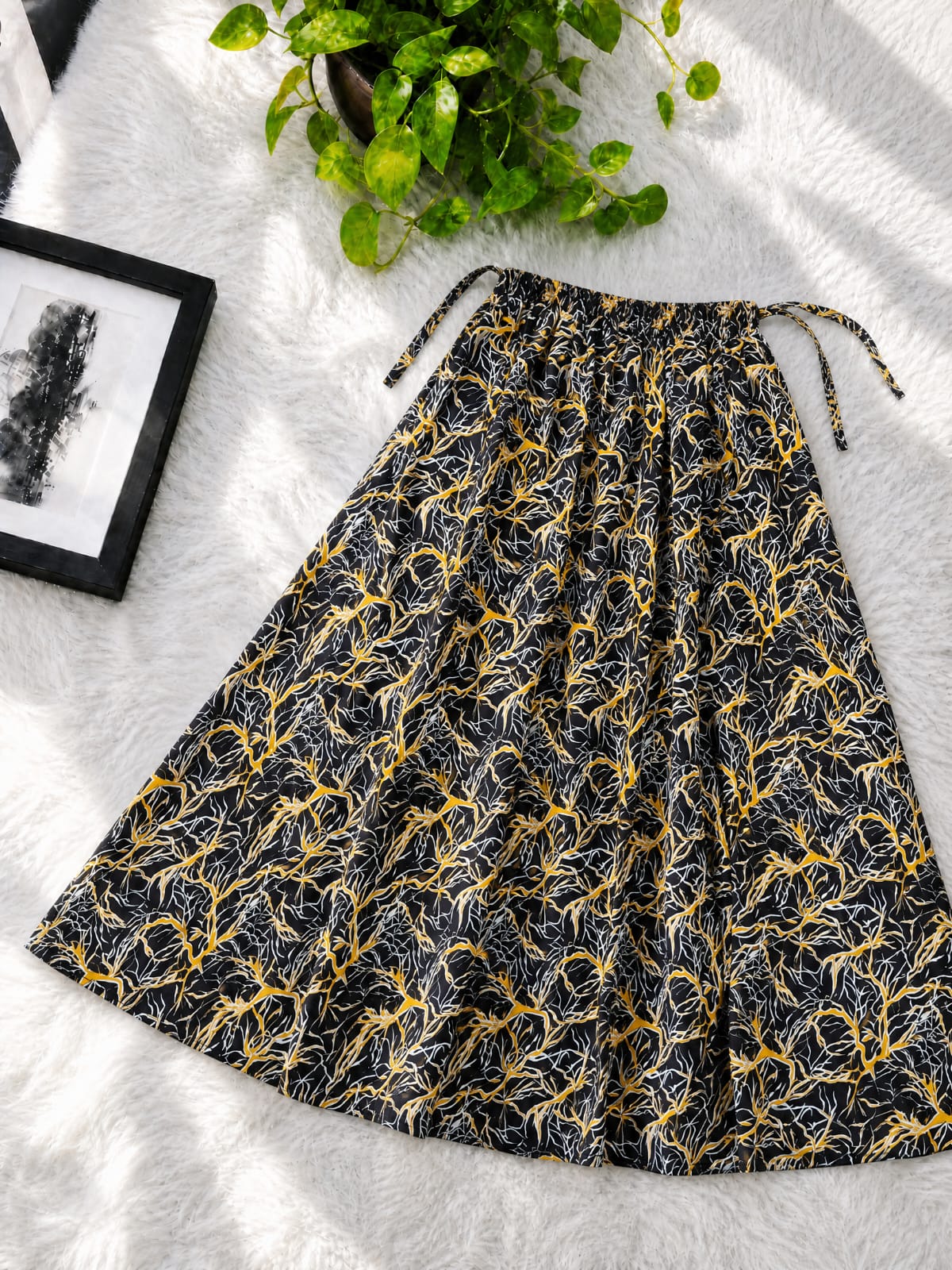 Women's Linen Skirt, Free Size Waist 28 to 44, 39 Inch Long