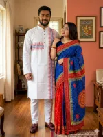 Boishakh Couple Saree and Panjabi Set, Half Cotton and Dhupian Silk