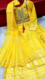 Linen Three Piece with Sequin Embroidery, Free Size 42