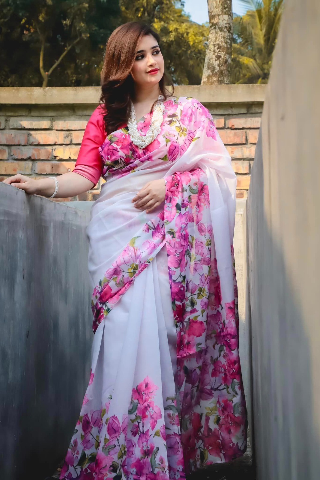 Women's Digital Print Chanduri Silk Saree, Blouse Included