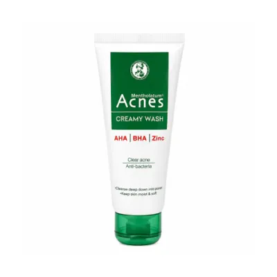 Rohto Acnes Mentholatum Aha Bha Zinc Creamy Wash 100g (Vietnam)