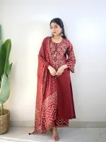 Soft Cotton Chunri Print Three Piece with Glass Work, 6 Colours