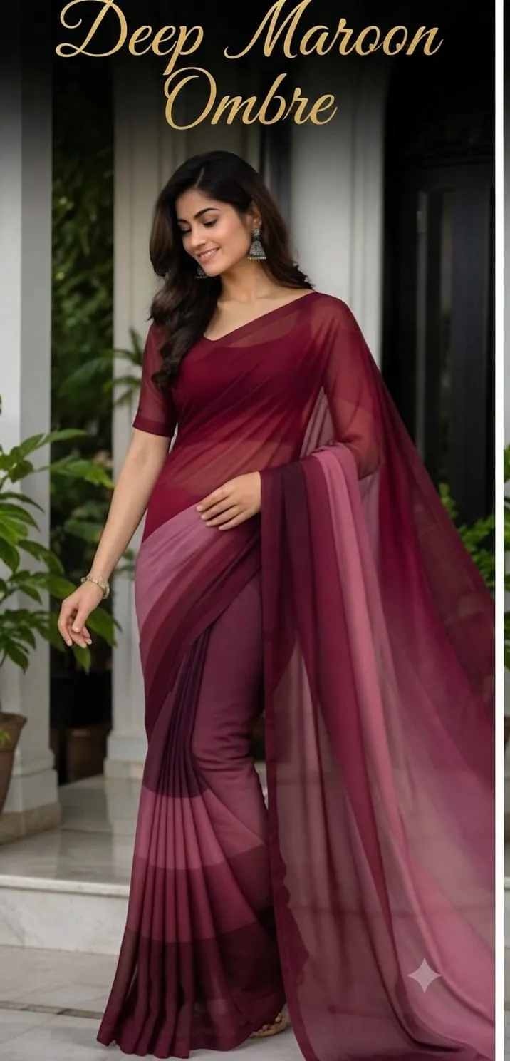 Rongdhonu Georgette Saree for Party and Casual Wear, 5 Colours