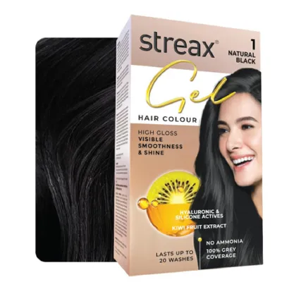 Streax Gel Hair Colour - 1 Natural Black (India)