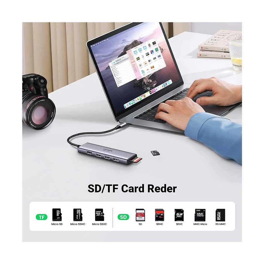 UGREEN CM511 (20956A) USB-C to HDMI, Tri USB, SD & TF Hub Space Gray