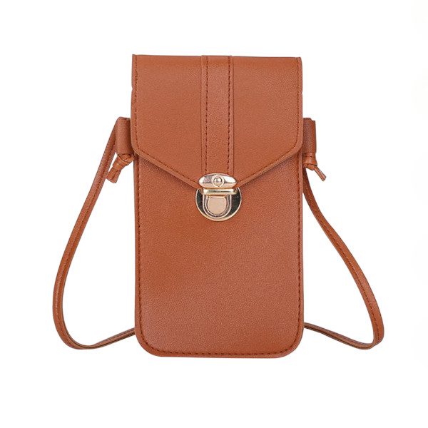 Women's PU Leather Phone Holder With Neck Strap Wallets Touch Screen Bags