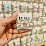 Sparkling Floral Cat-Eye Stone Stud Earrings