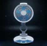 ZT rechargeable folding desktop fan with an integrated LED light