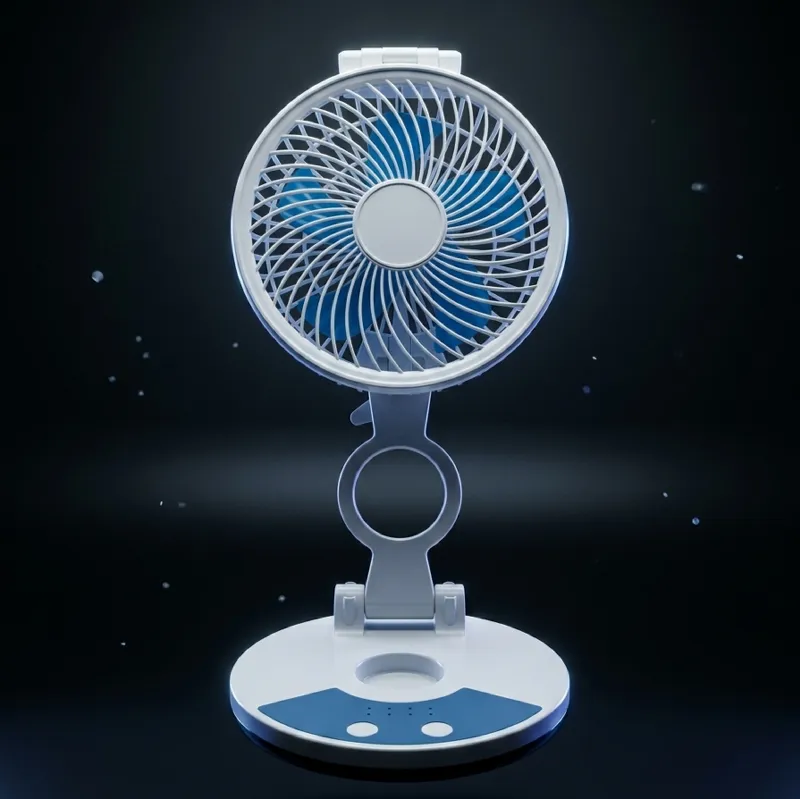 ZT rechargeable folding desktop fan with an integrated LED light