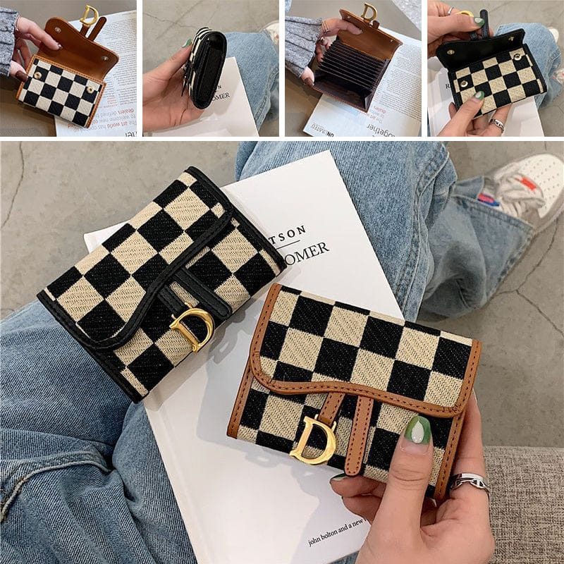 Women's Canvas 3 Fold Wallet with Card Slots and Coin Purse