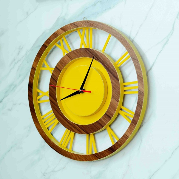 Amber Halo – Yellow Acrylic Wall Clock (14″ x 14″)
