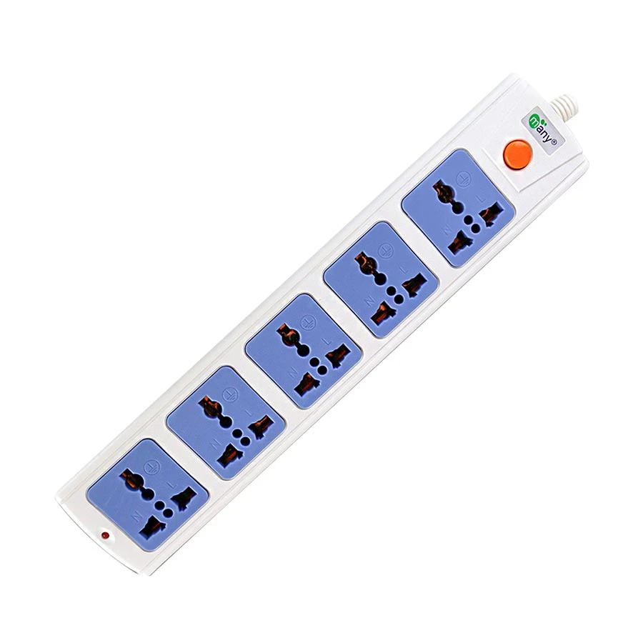 Many MTS-1105 2 Pin 5 Port Power Strip, 10 Meter, White