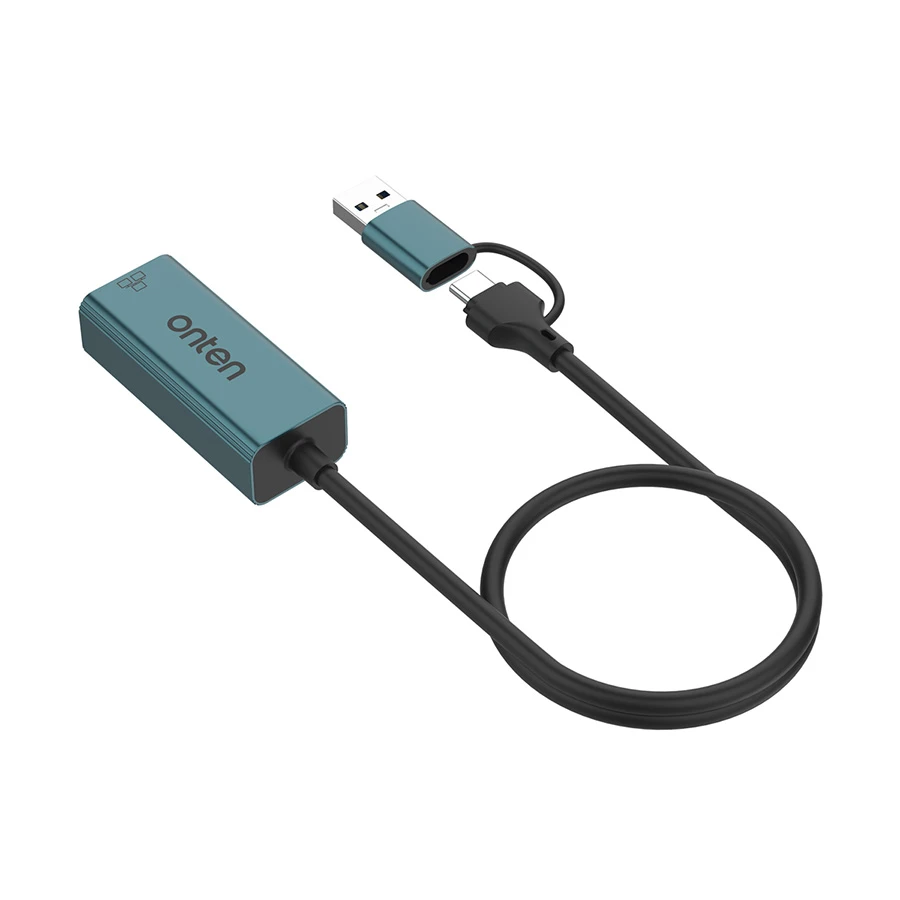 Onten OTN-UE106 Type-C & USB Male to LAN Female Gray Converter