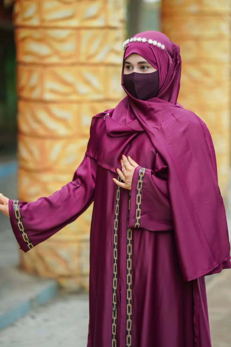 Zafran Fabric Borka with Karchupi Work, Sizes 50 to 56