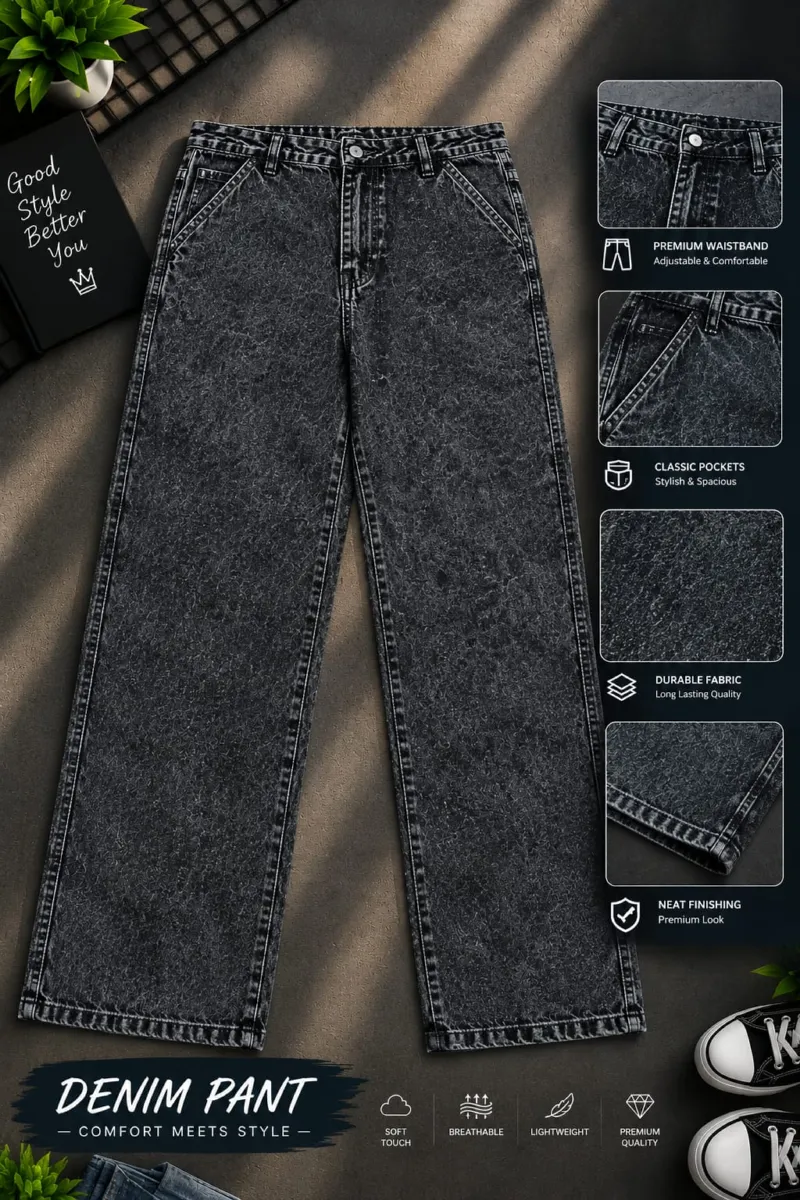 Men's Semi Baggy Cargo Denim Pant, Waist 28 to 36