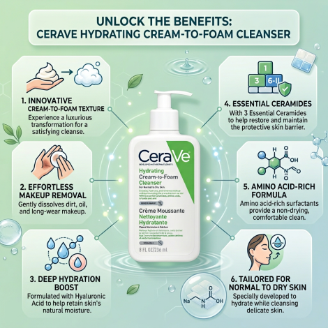CeraVe Hydrating Cream to Foam Cleanser 236ml (France)