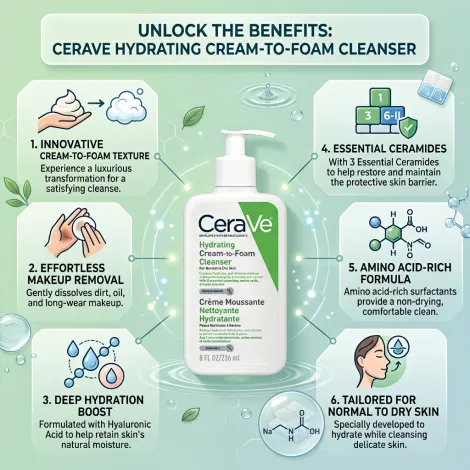 CeraVe Hydrating Cream to Foam Cleanser 236ml (France)
