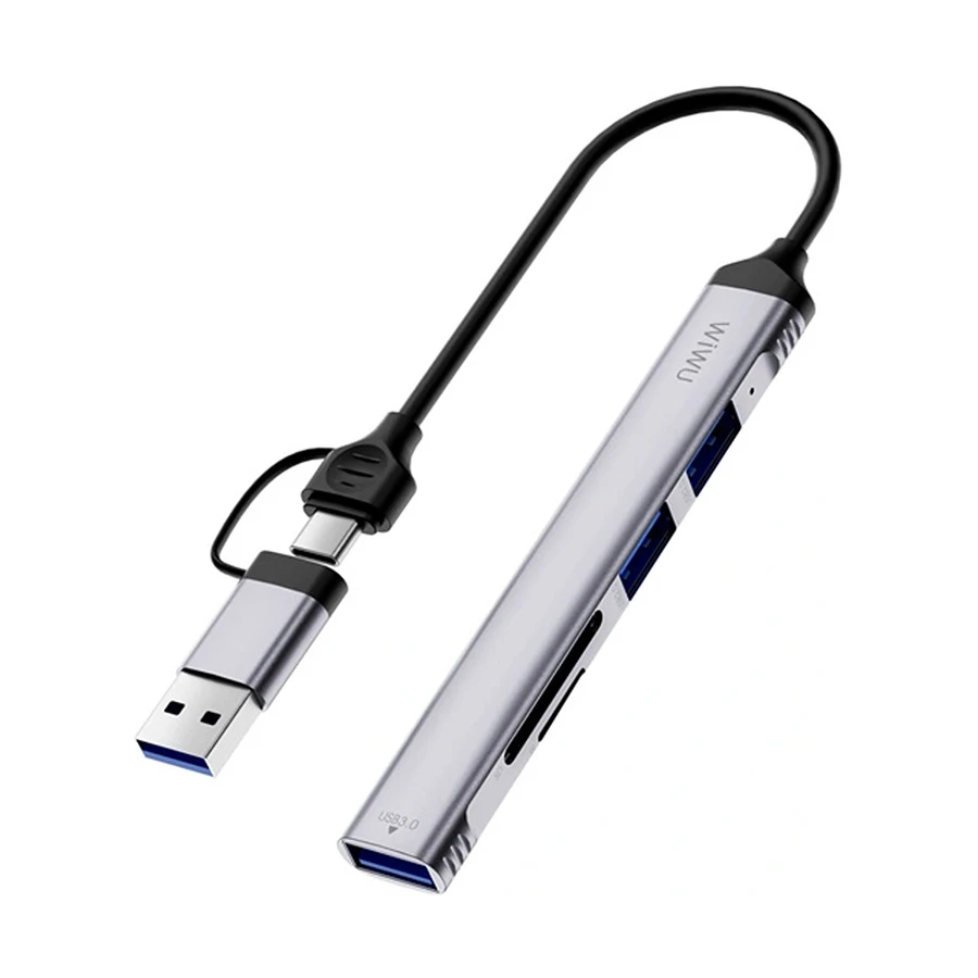 WiWU Zolo 5 in 1 Wi-HB003 USB/Type-C to Tri USB, SD & TF Converter