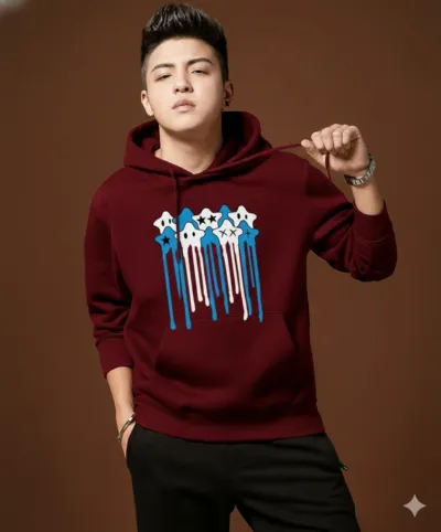 Unisex Drop Shoulder Hoodie, Pure Cotton 280 GSM, DTF Print
