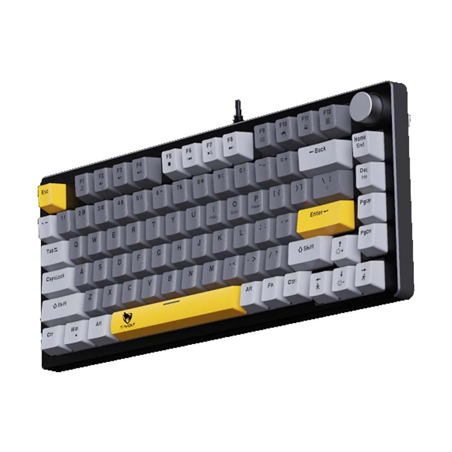 T-Wolf ZK82 Wired Tactile Switch Light Grey Mechanical Gaming Keyboard