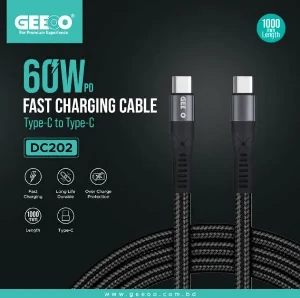 Geeoo DC 202 60w Pd Fast Charging Cable (Type C To Type C)