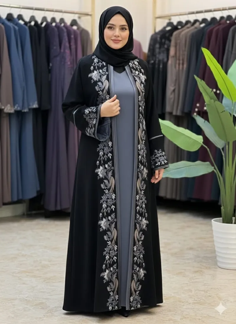 Humayra Koti Style Borka with Embroidery, Without Hijab