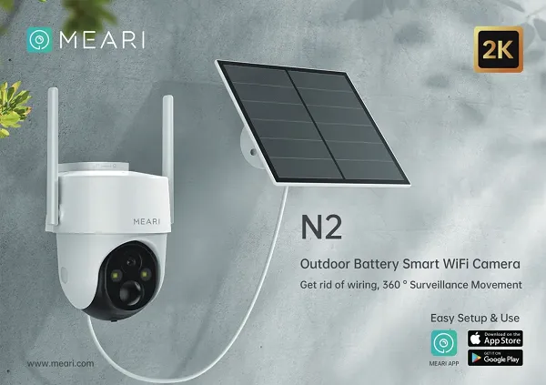 Meari N2 3MP Outdoor Smart PTZ WiFi Camera With Solar Panel