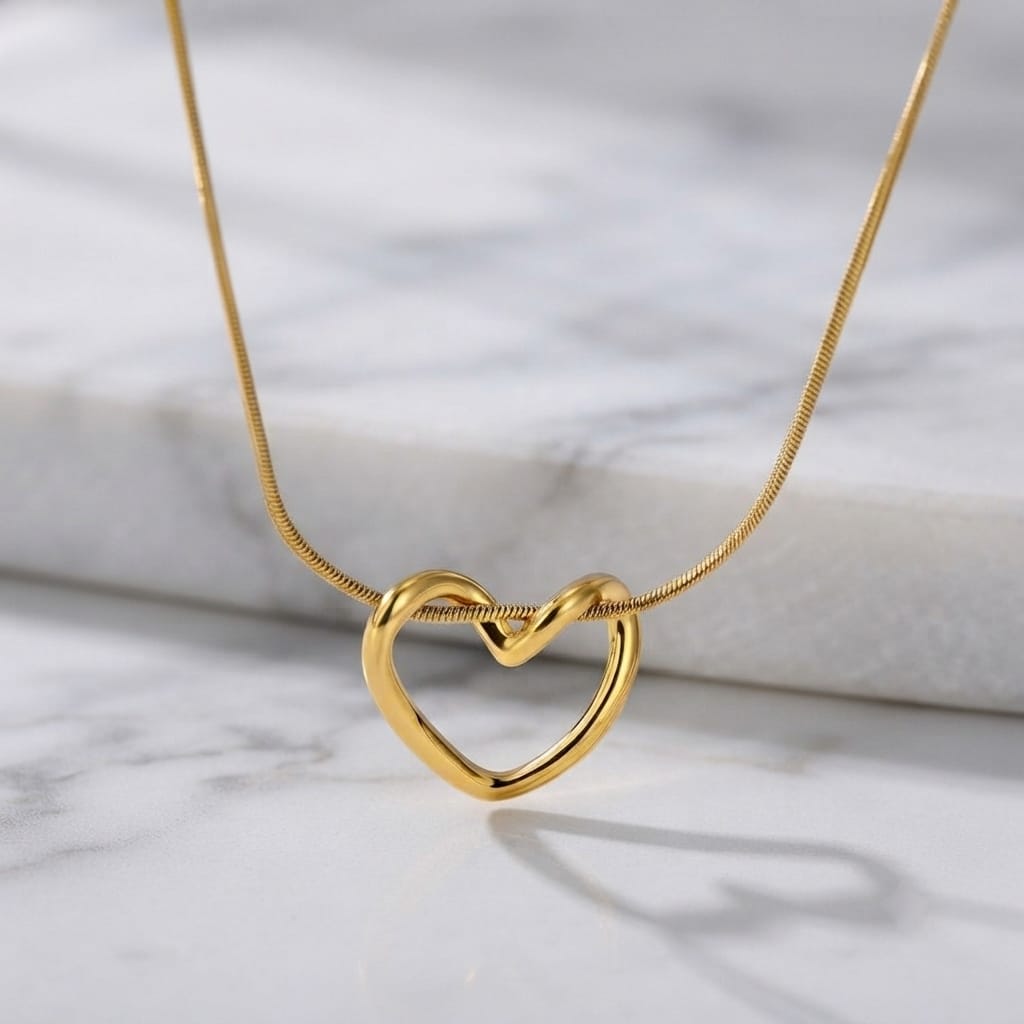 Minimalist Twisted Open-Heart Pendant Necklace