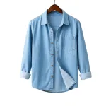 Men's Denim Long Sleeve Shirt with Single Pocket, Regular Fit