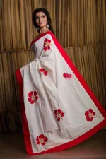 Women's Half Silk Hand Print Saree, 6 Colour Choices