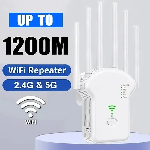 1200Mbps Dual-Band WiFi Router & Extender with 6 Antennas