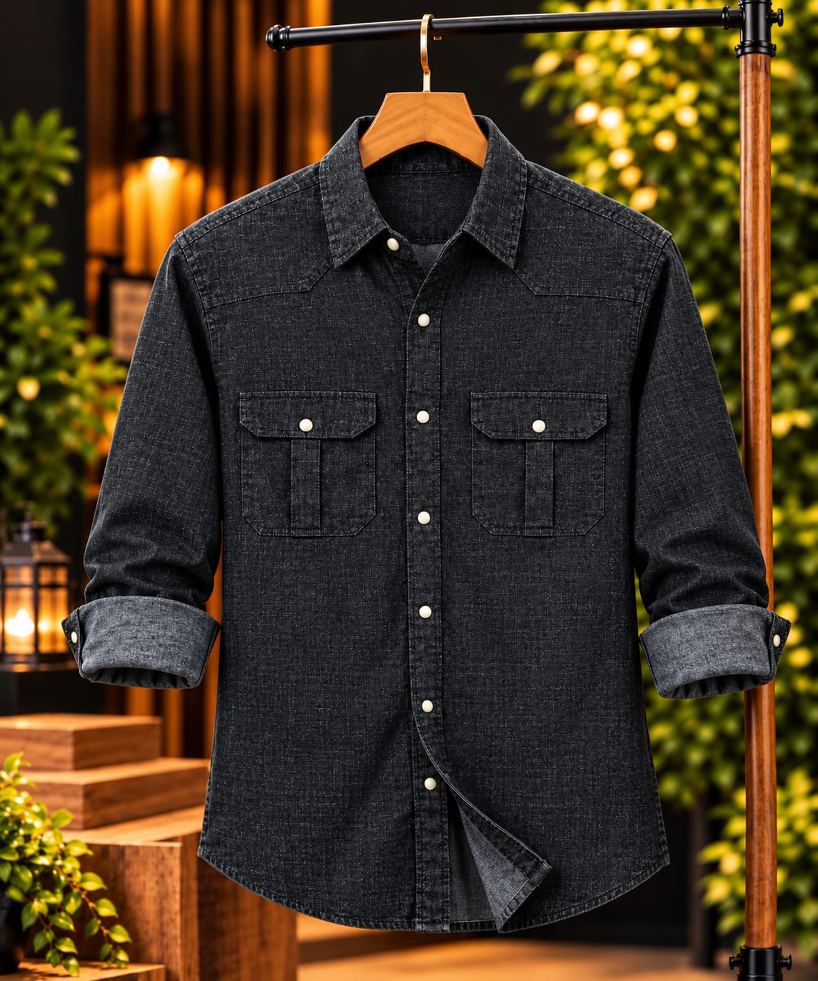 Men's 220+ GSM Denim Shirt for Winter, Sizes M to XL